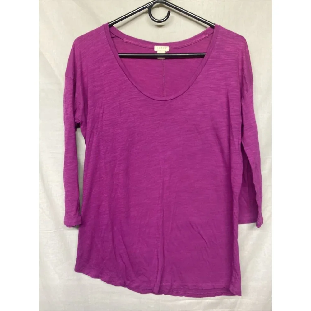 J. Crew Women Long Sleeve Shirt Light Weight Pullover Coop Neck Purple XS Thin - Picture 1 of 5